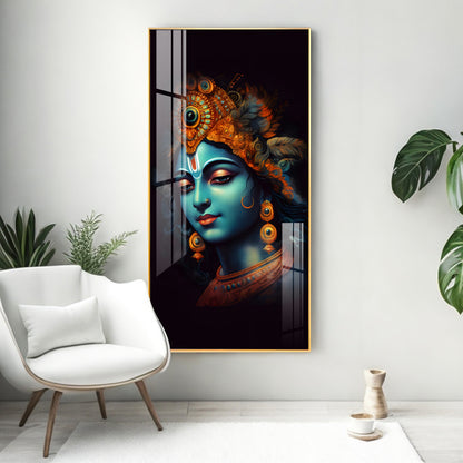 Lord Shree Krishna Premium Acrylic Vertical Wall Art