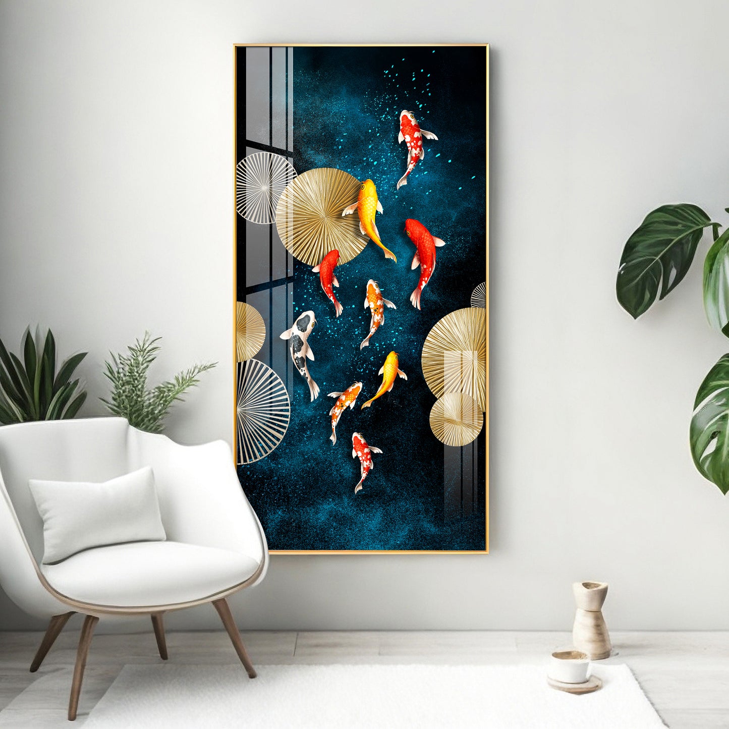 Colourful Koi Fish Premium Acrylic Vertical Wall Art