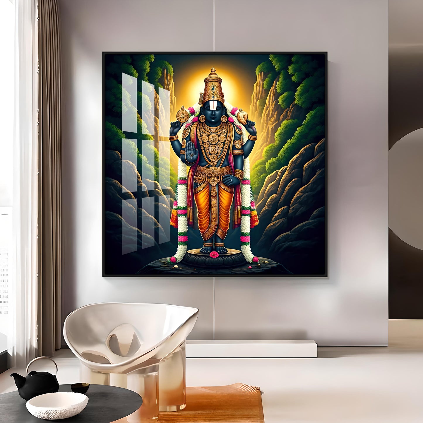 Spiritual Venkateswara Swami Premium Acrylic Square Wall Art