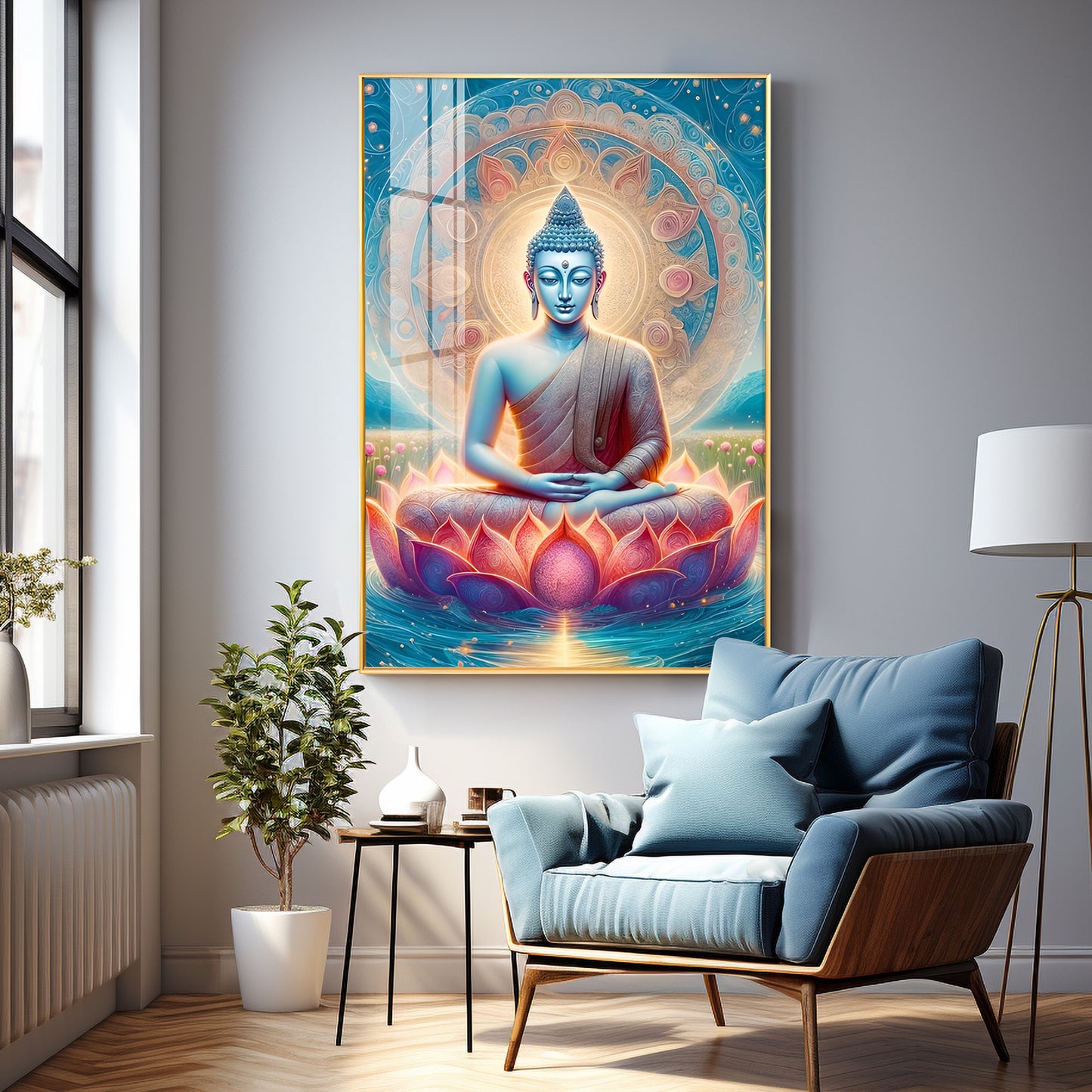 Dharvika buddha Premium Acrylic Vertical Wall Art