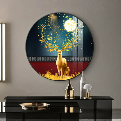 Celestial Deer Premium Acrylic Round Wall Art