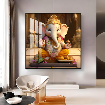 Bal Ganesh Premium Acrylic Square Wall Art