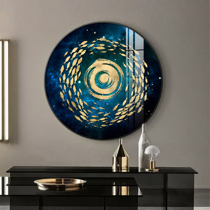 Fish Flow Mosaic Premium Acrylic Round Wall Art