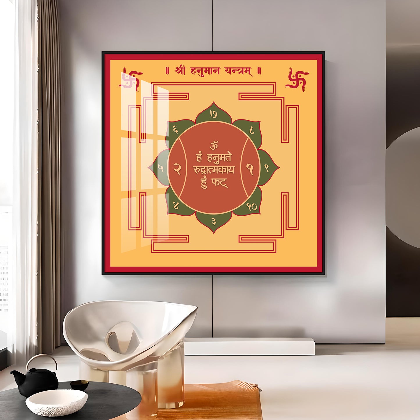 Powerful Hanuman Yantra Premium Acrylic Square Wall Art