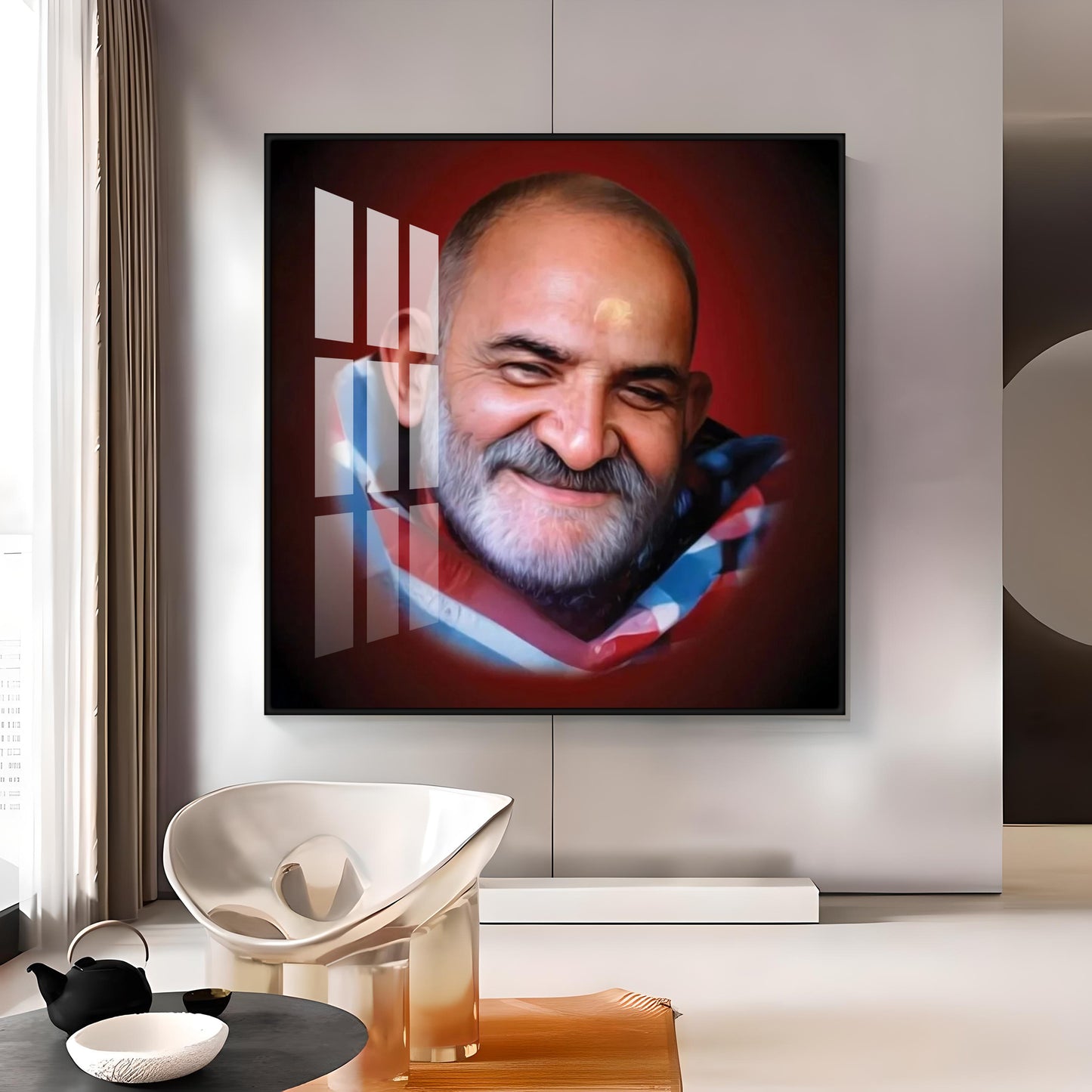 Neem Karoli Baba Maharaj Premium Acrylic Square Wall Art