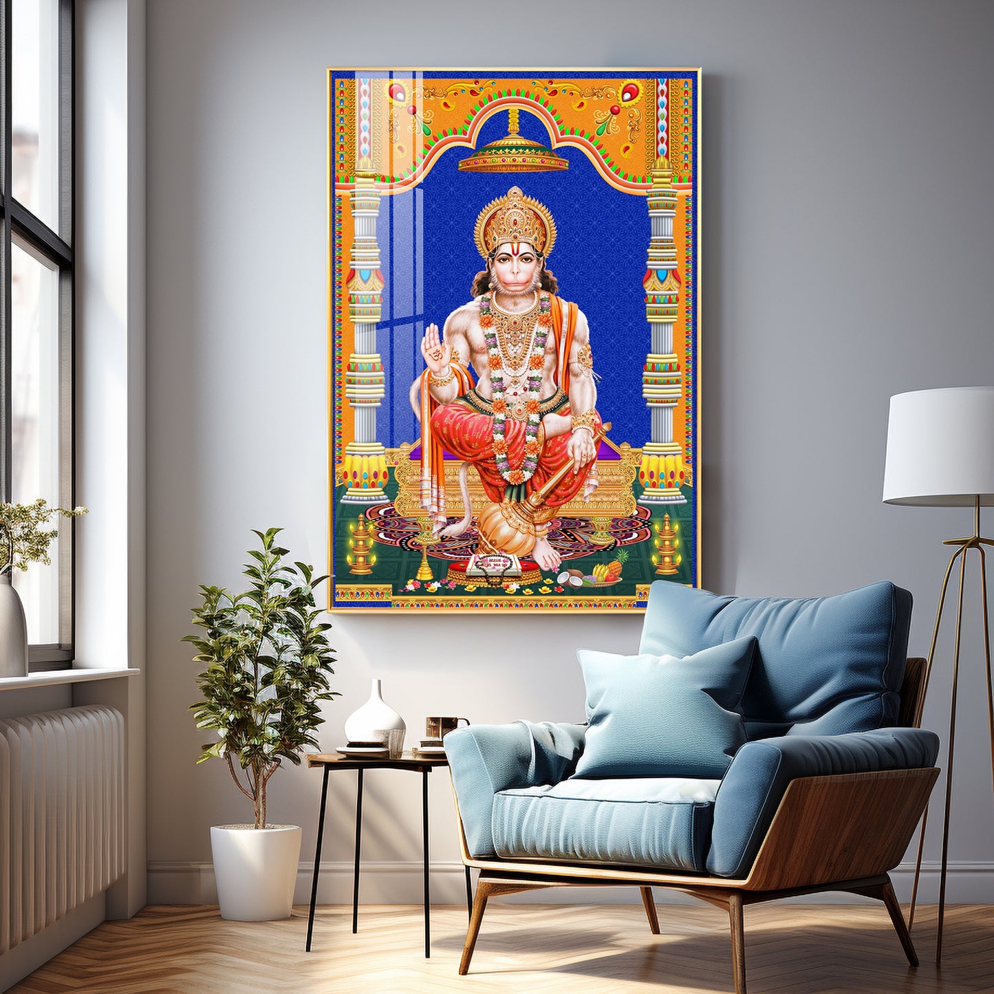 Divine Lord Hanuman Premium Acrylic Vertical Wall Art