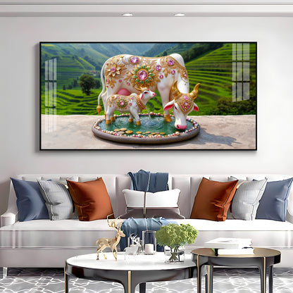 Holy Kamdhenu Premium Acrylic Horizontal Wall Art