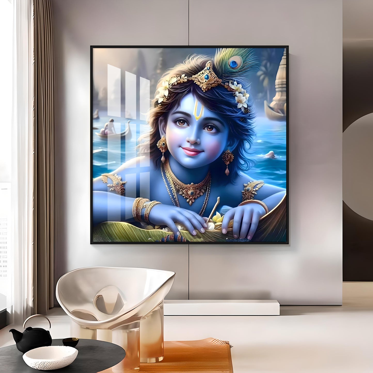 Little Krishna Premium Acrylic Square Wall Art