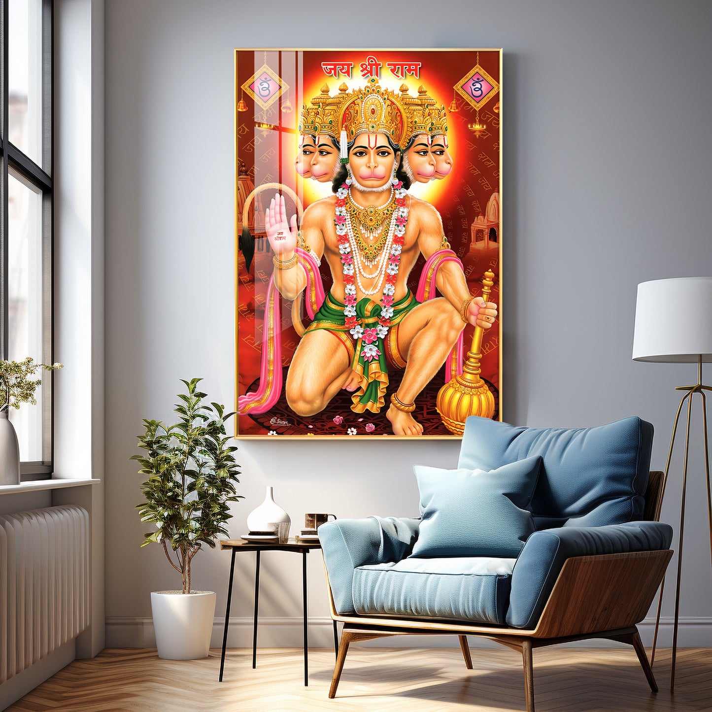 Majestic Lord Hanuman Premium Vertical Acrylic Wall Art