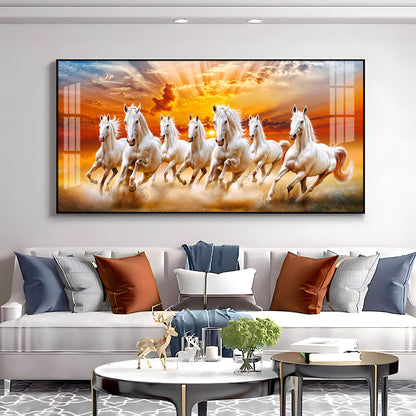 Vastu Seven Running Horses In Morning Premium Acrylic Horizontal Wall Art