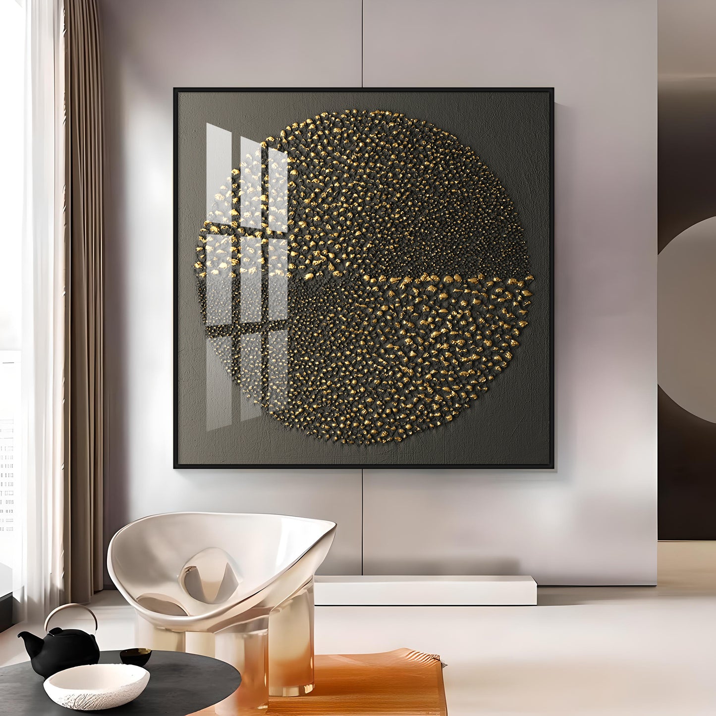 Gold Textured Premium Acrylic Square Wall Art