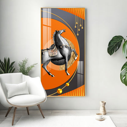 Black Warrior Horse Premium Acrylic Vertical Wall Art