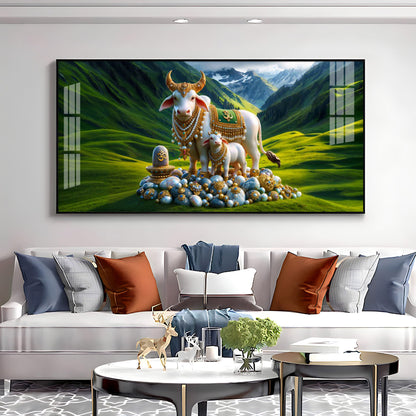 Sacred Nandi In Valley Premium Acrylic Horizontal Wall Art