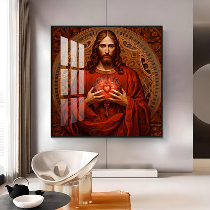 Christ's Heart Revelation Premium Acrylic Square Wall Art