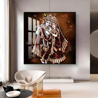 Lovely Radha Krishna Luxury Crystal Square Wall Art