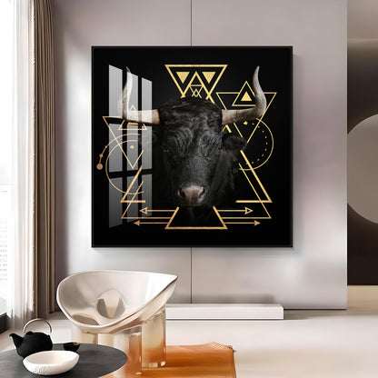 Gold Foil Geometric Figure Yak Premium Acrylic Square Wall Art