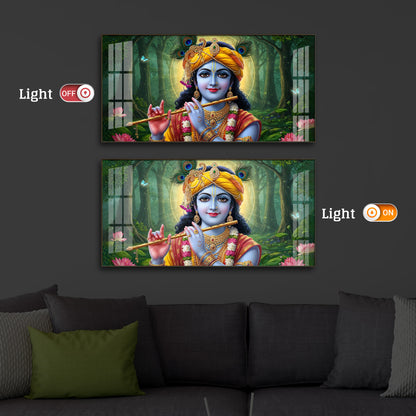Shri Krishna Ji Modern Luxury Backlight Horizontal Wall Art