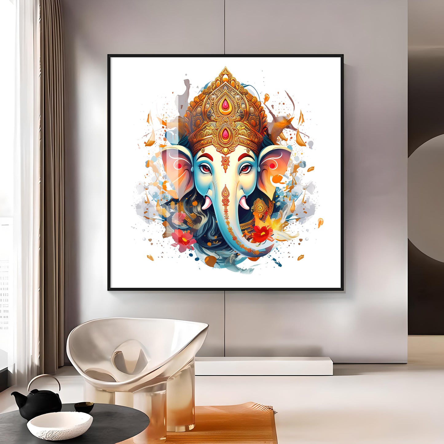 Vighanharta Ganesh Premium Acrylic Square Wall Art