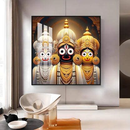 Lord Jagannath Balabhadra And Subhadra Premium Acrylic Square Wall Art