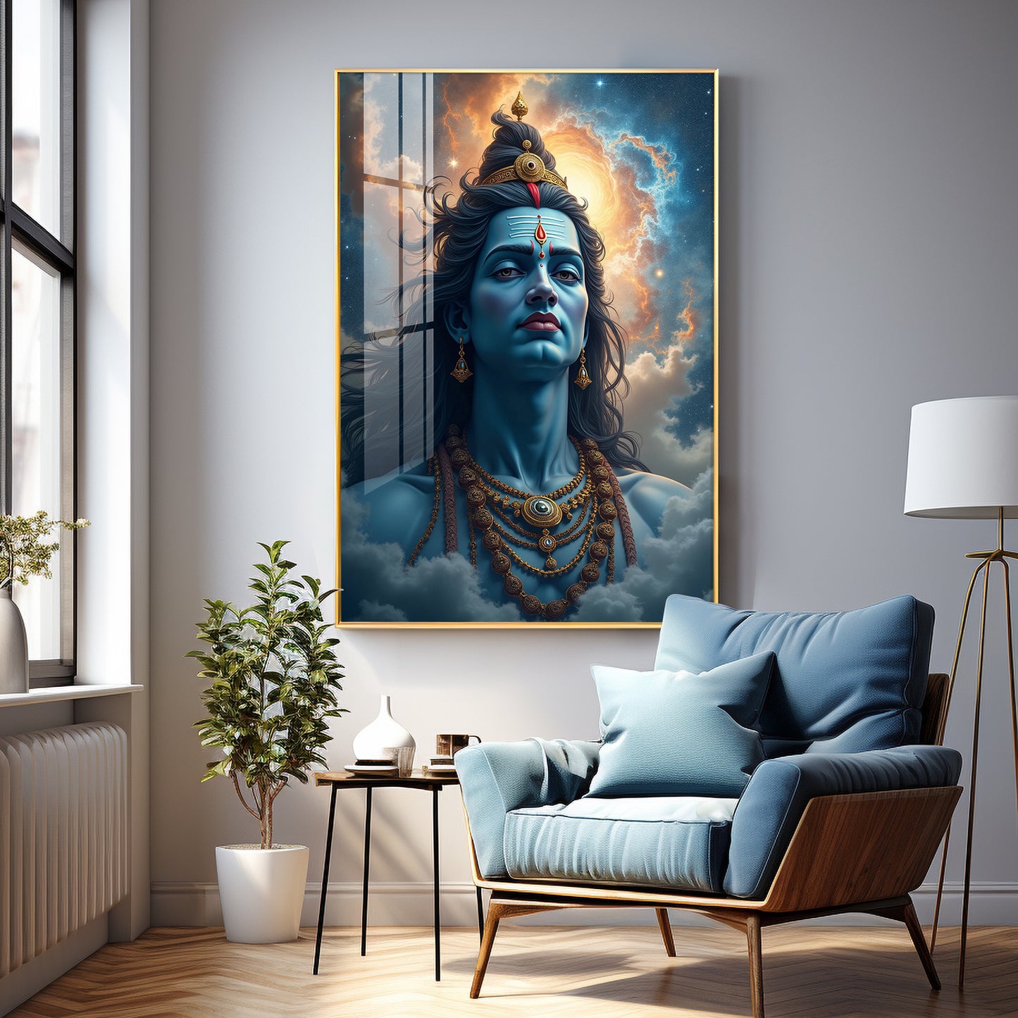 Lord Shiva In The Clouds Premium Acrylic Wall Art