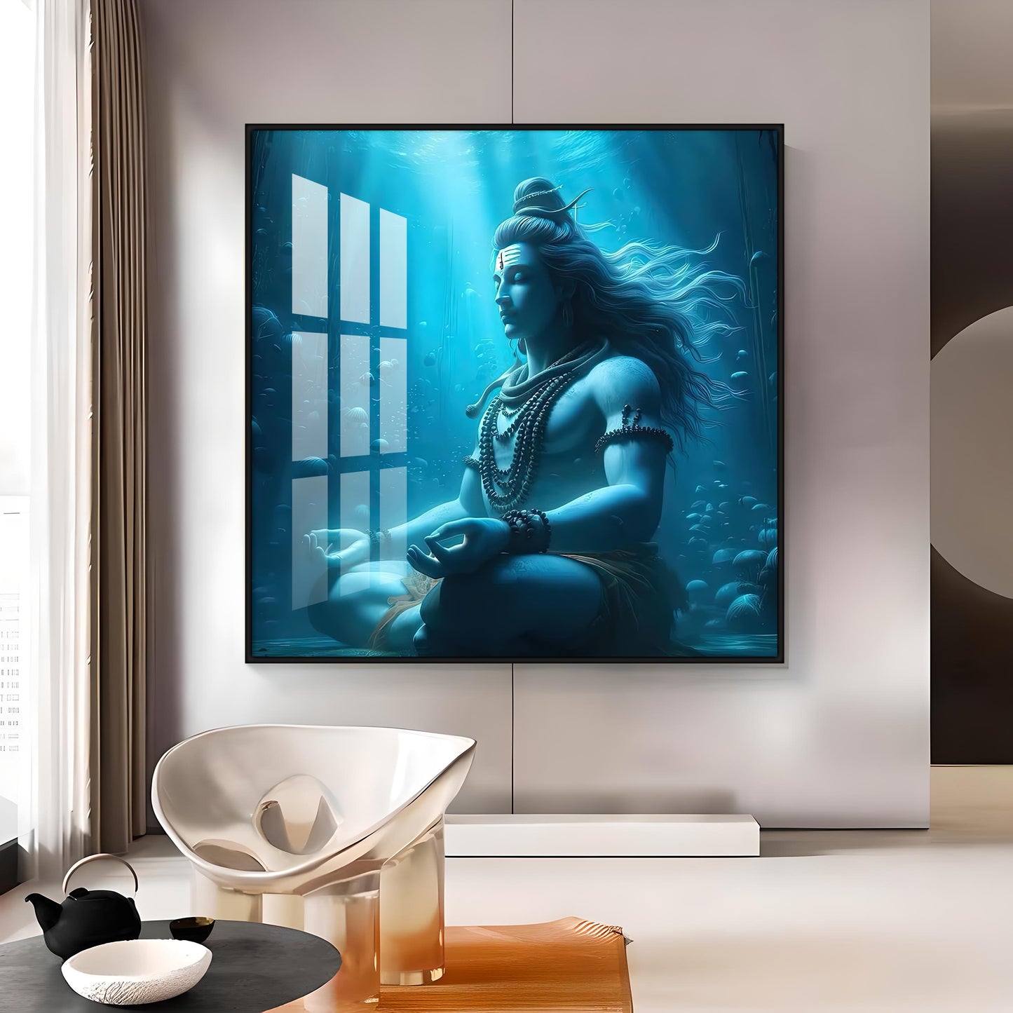 Meditating Shiva Premium Acrylic Square Wall Art