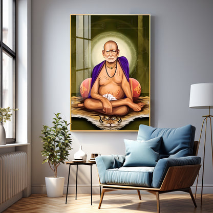 Contemplative Shri Swami Samartha Premium Vertical Acrylic Wall Art