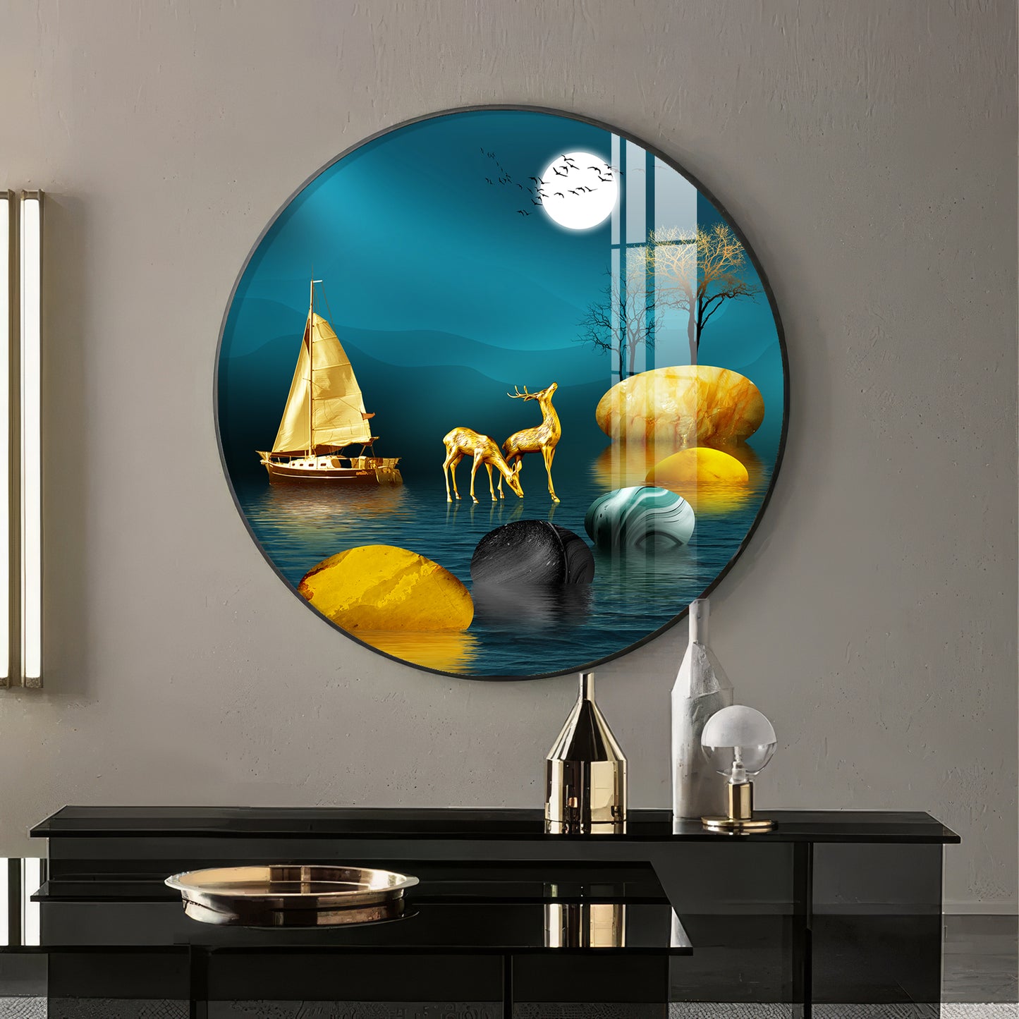 Echoes Of Nature Premium Acrylic Round Wall Art