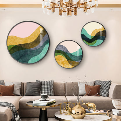Wave Abstract Premium Acrylic Round Wall Art (Set of 3)
