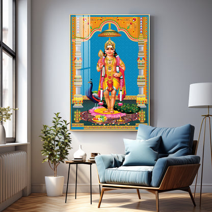 God Murugan Kartikeya Premium Acrylic Vertical Wall Art