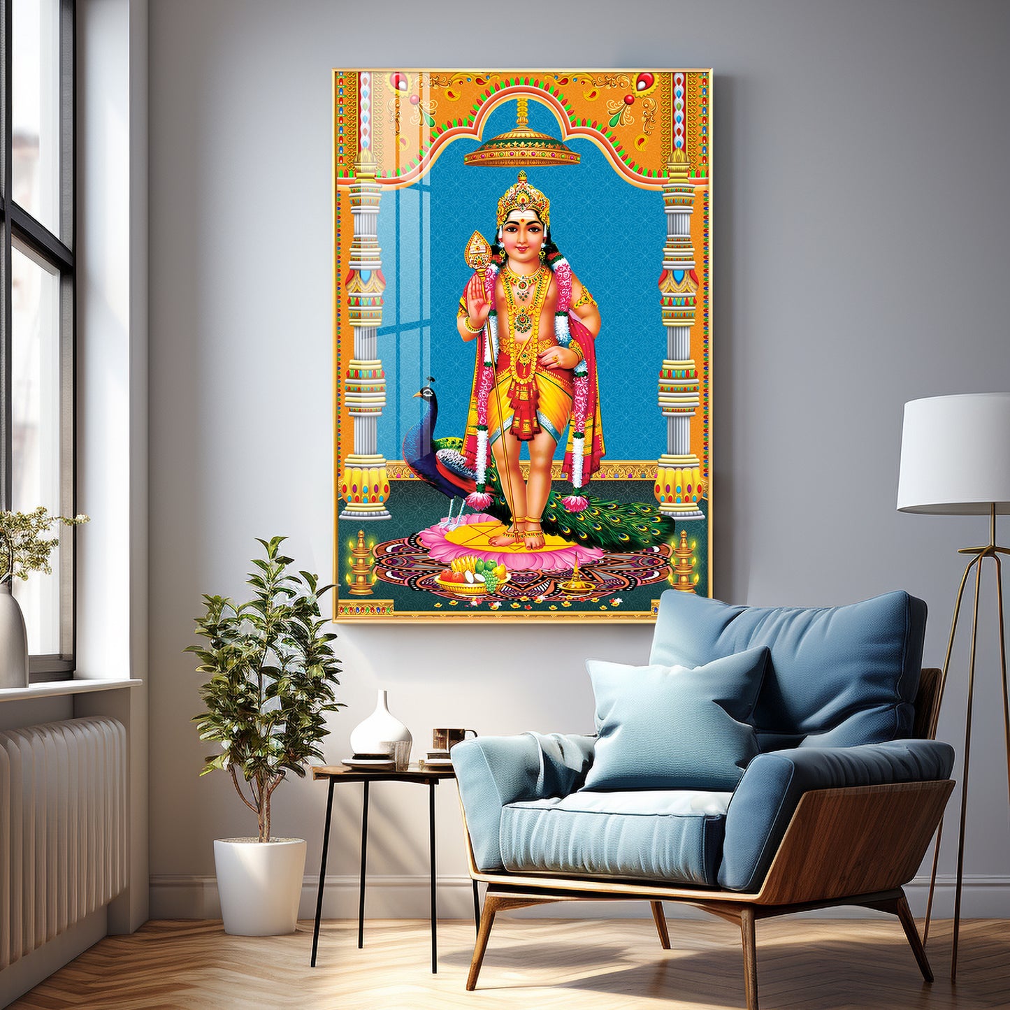 God Murugan Kartikeya Premium Acrylic Vertical Wall Art