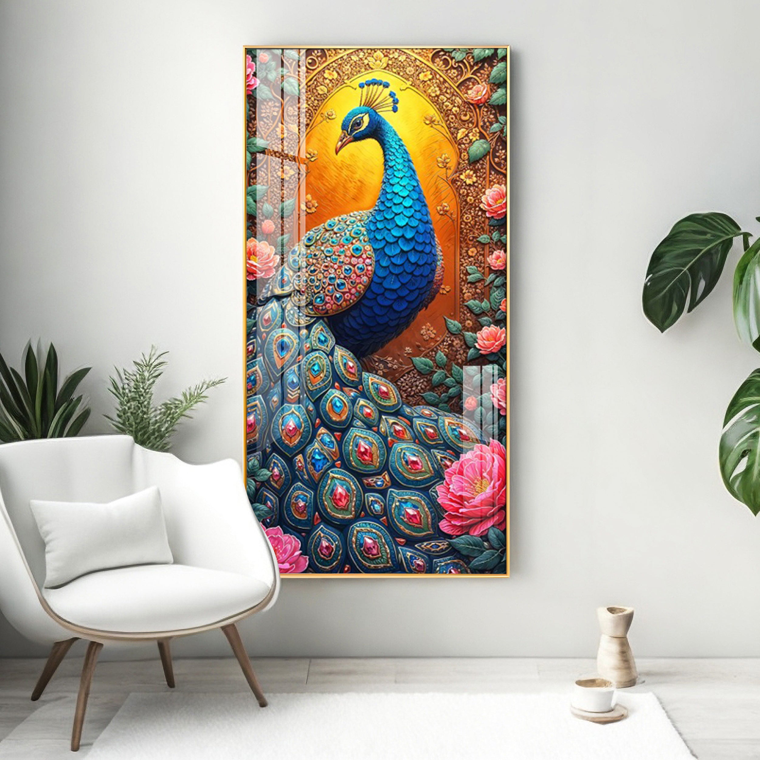 The Peacock Canvas Premium Acrylic Vertical Wall Art