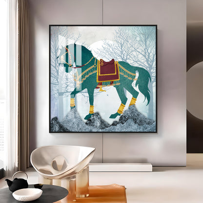 European Abstract Three-Dimensional Horse Premium Acrylic Square Wall Art