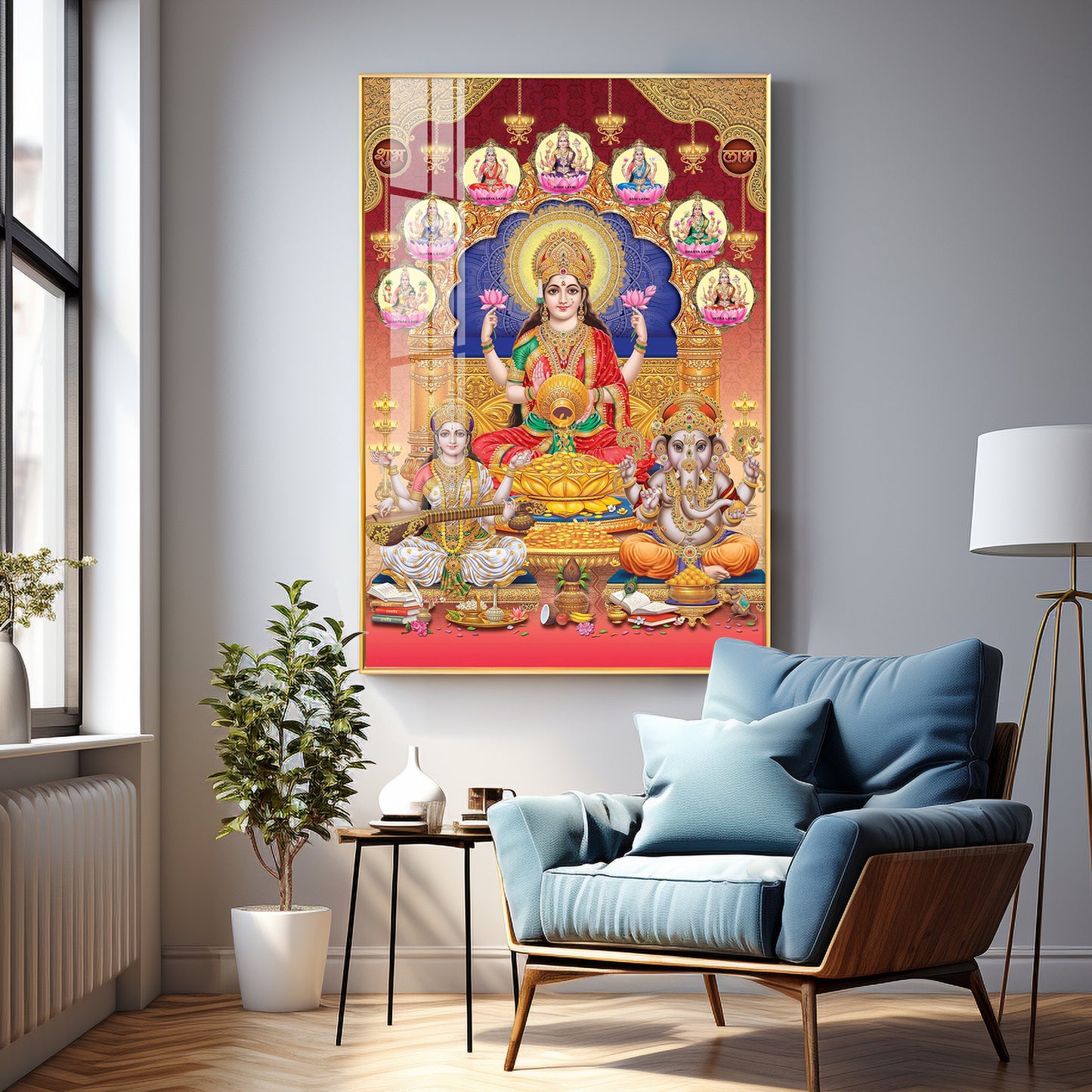 Enchanted Divinity Of Maha Laxmi Ji Premium Acrylic Vertical Wall Art