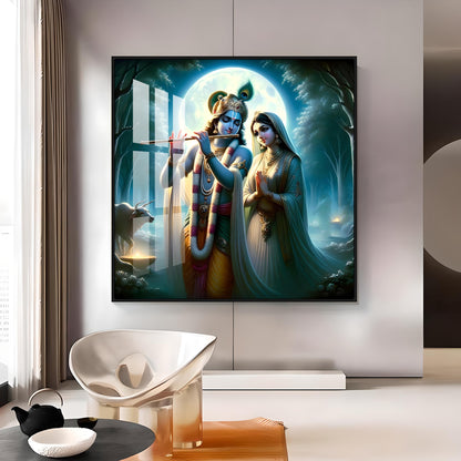 Jai Shree Radhekrishna Premium Acrylic Square Wall Art