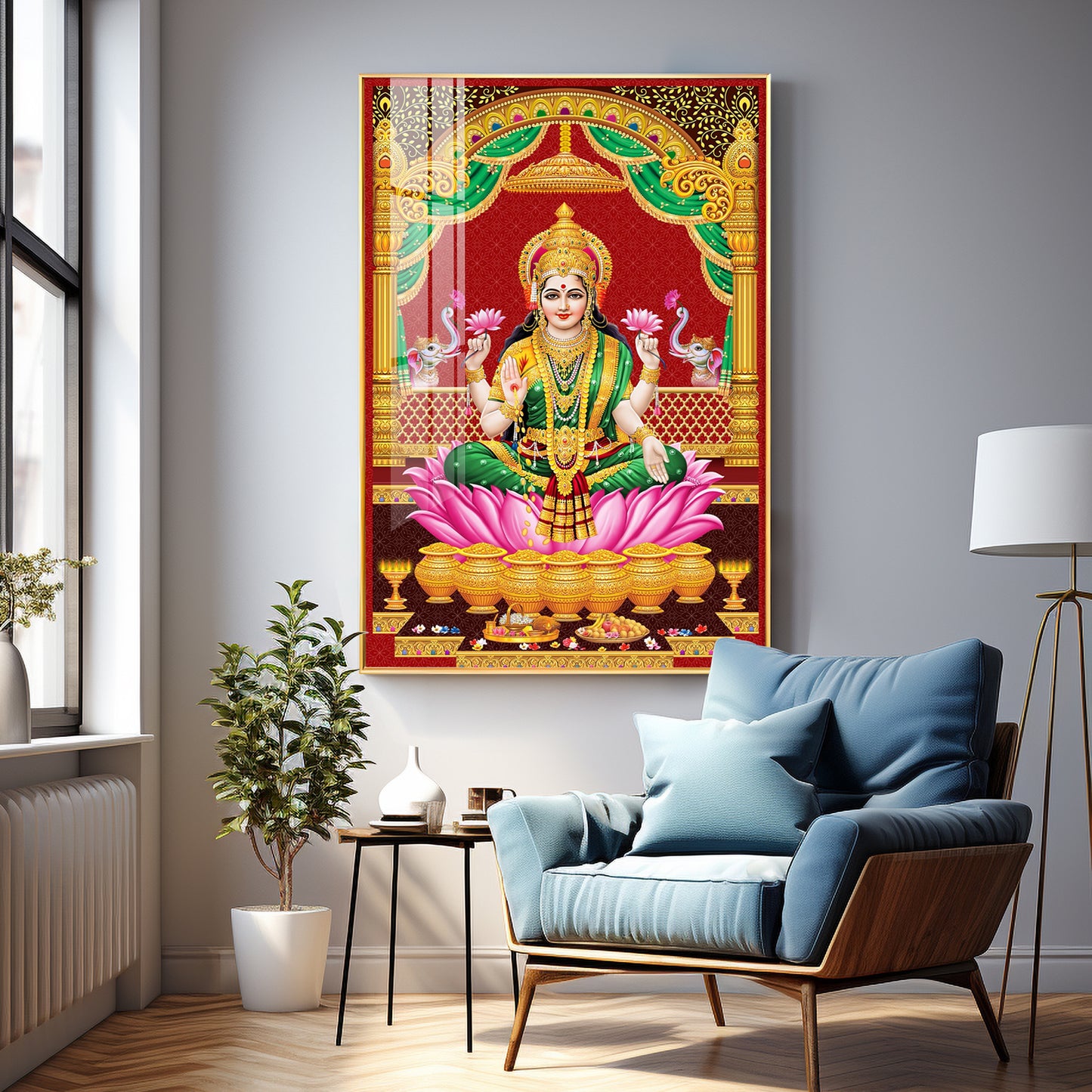 Lakshmi's Blessing Premium Acrylic Vertical Wall Art