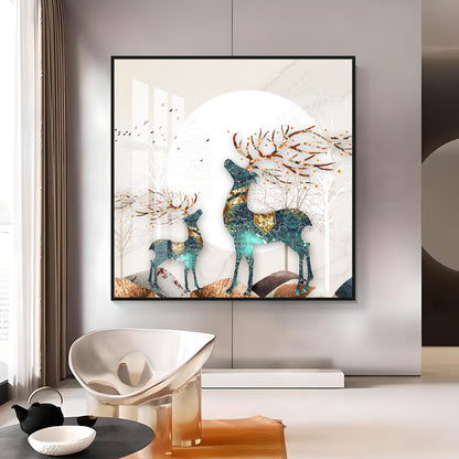 Deer Decorative Luxury Crystal Square Wall Art