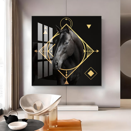 Gold Foil Horse Premium Acrylic Square Wall Art