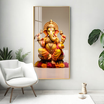 Lord Ganpati Premium Acrylic Vertical Wall Art