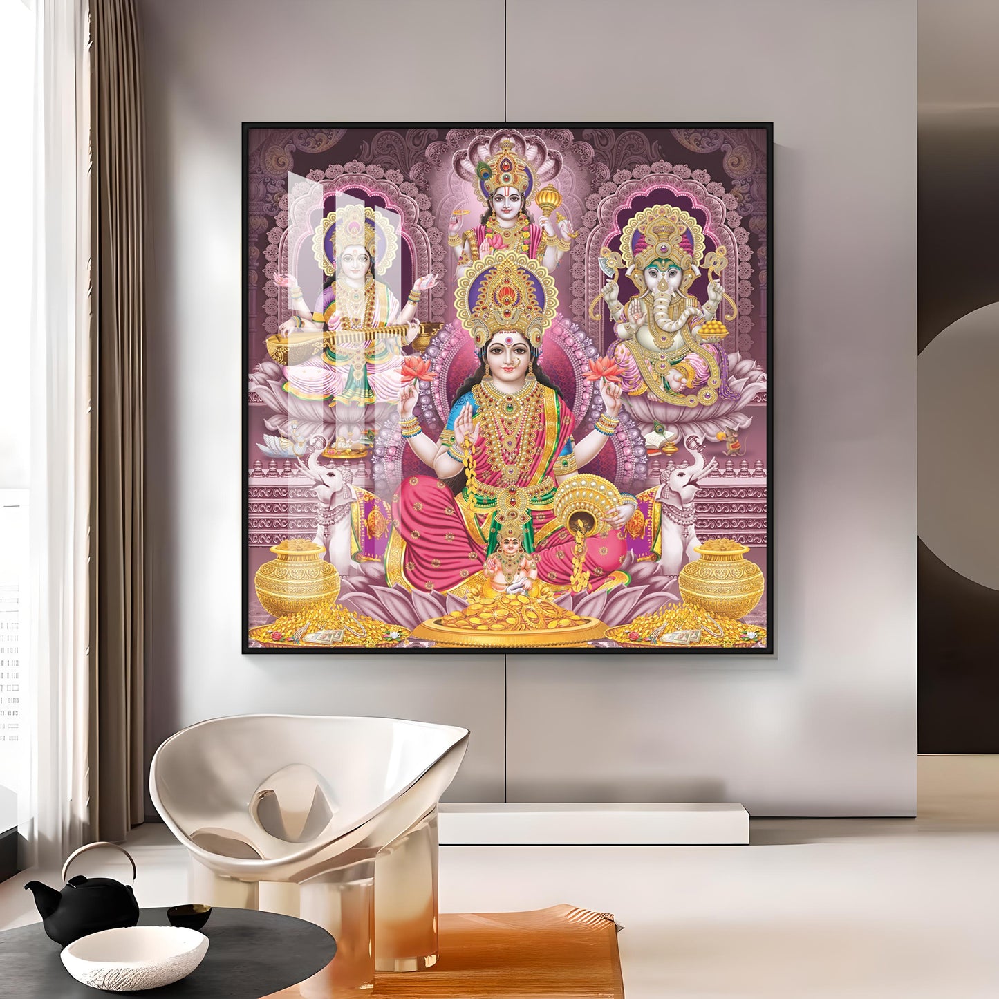 Celestial Harmony Of Deities Premium Acrylic Square Wall Art