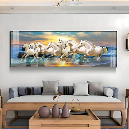 Seven Lucky Running Horses Premium Acrylic Horizontal Wall Art