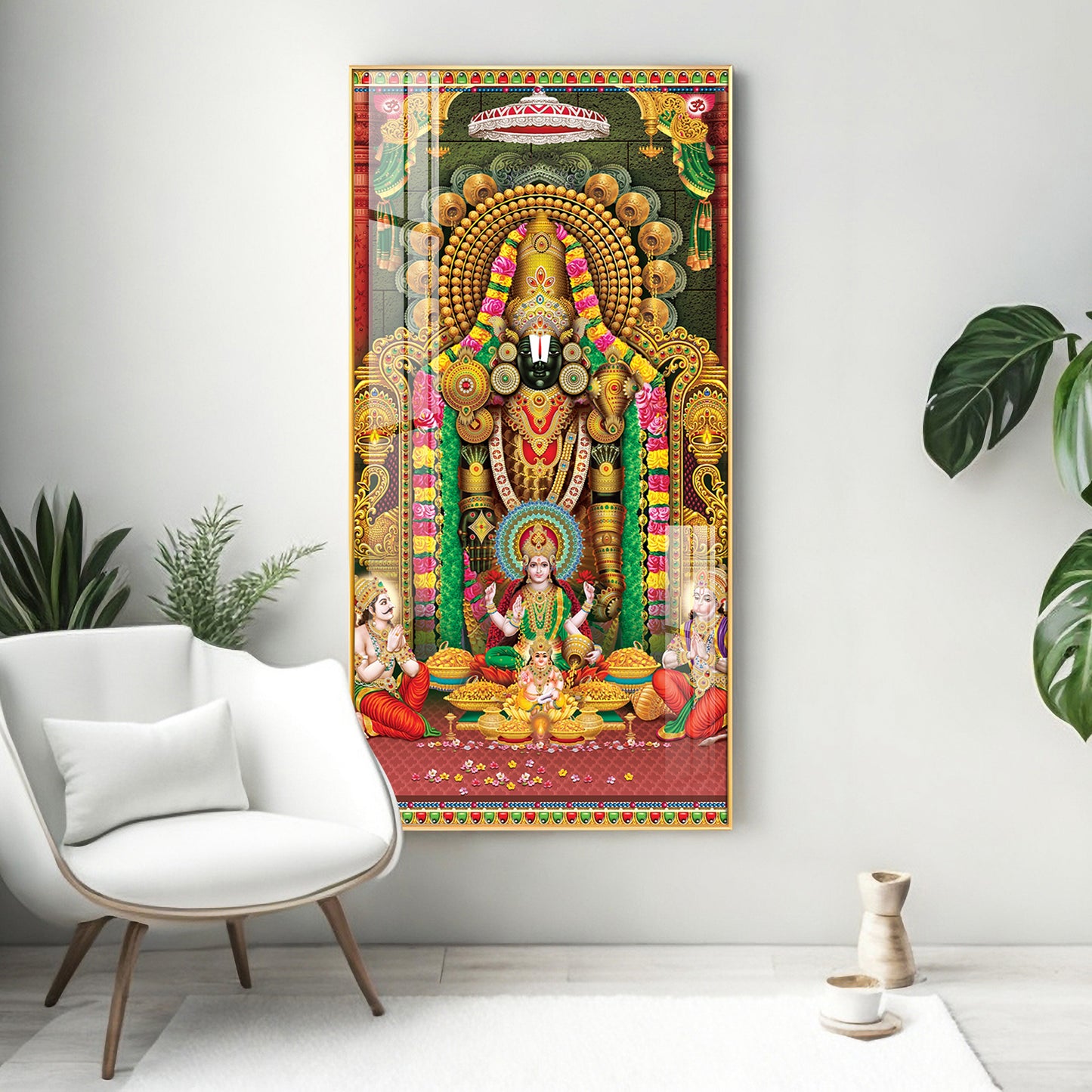 Lord Venkateswara With Lakshmi Ji Premium Acrylic Vertical Wall Art