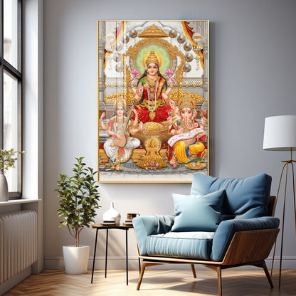 Goddess Laxmi Ji Radiant Premium Acrylic Vertical Wall Art