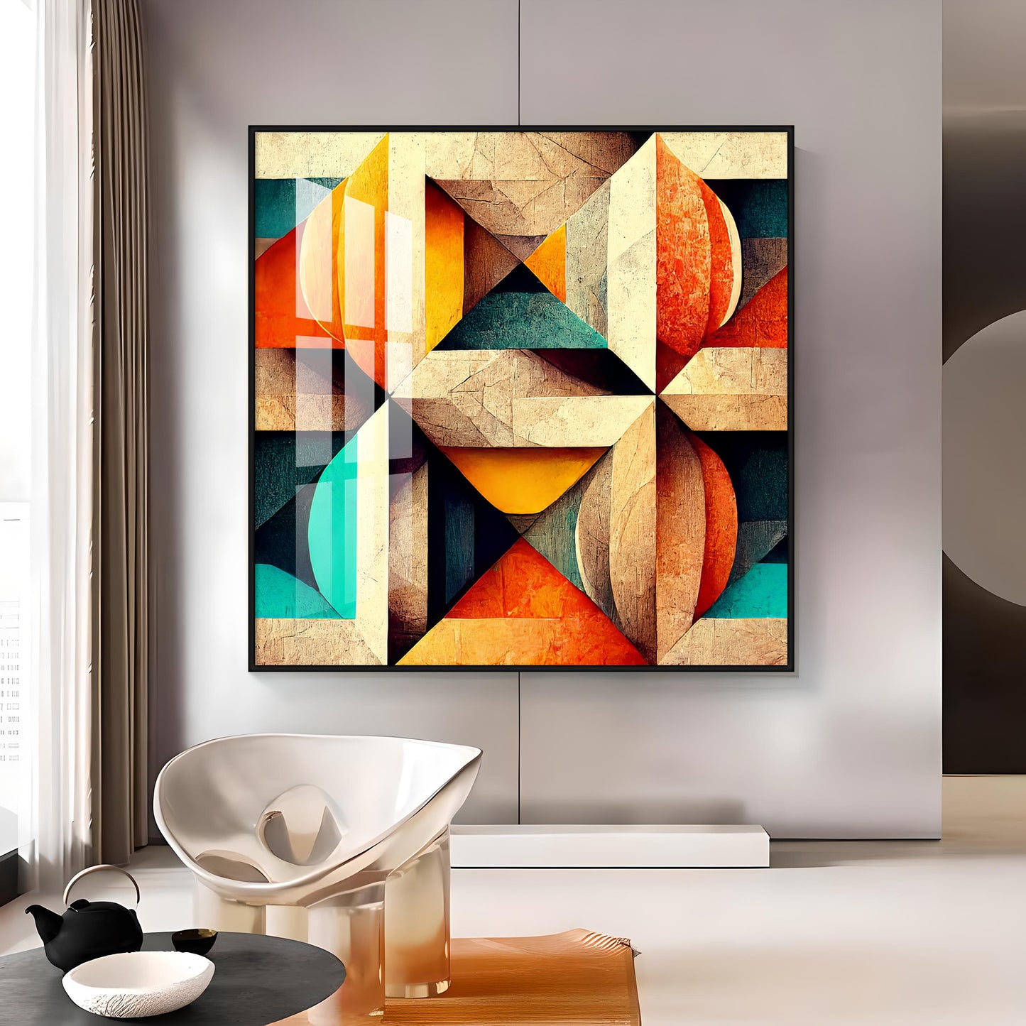 Seamless Pattern Shapes Premium Acrylic Square Wall Art