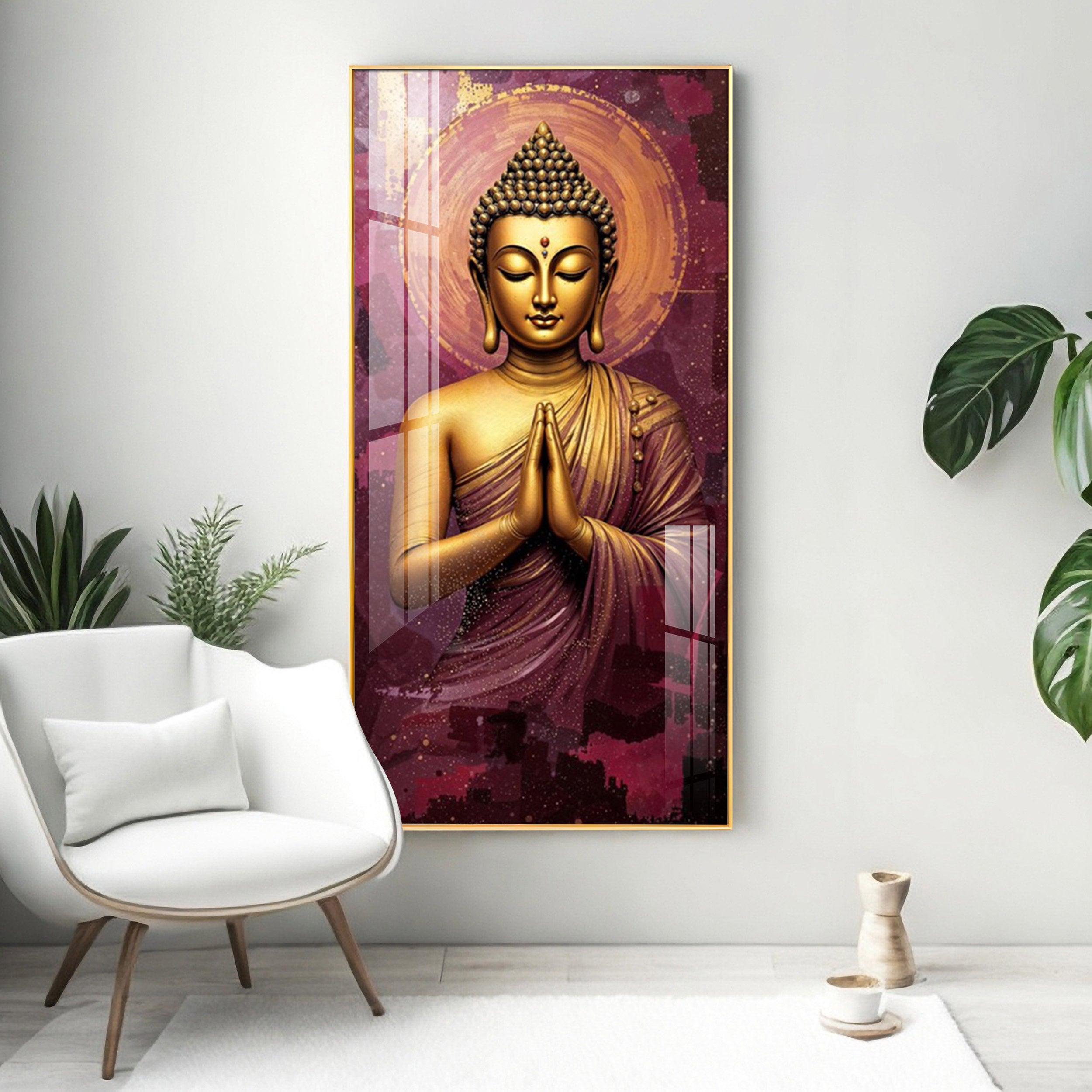 Buddha Is Praying Premium Acrylic Vertical Wall Art