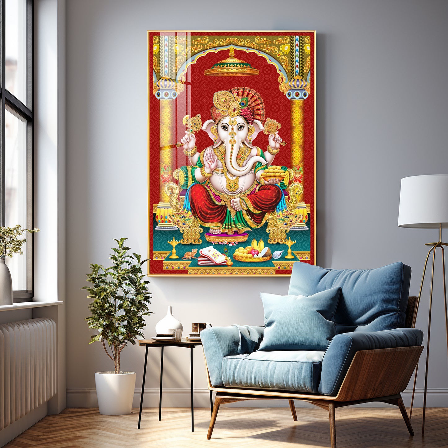 Majestic Lord Ganesha Premium Acrylic Vertical Wall Art