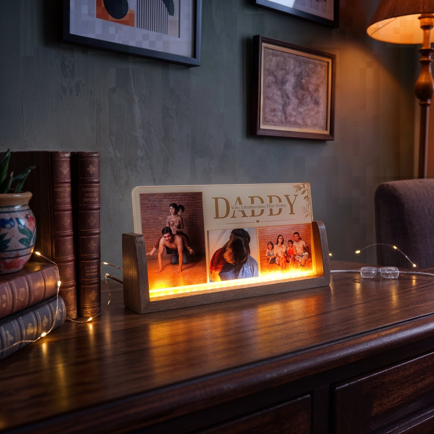 Daddy Acrylic LED Table Lamp - Wooden Stand