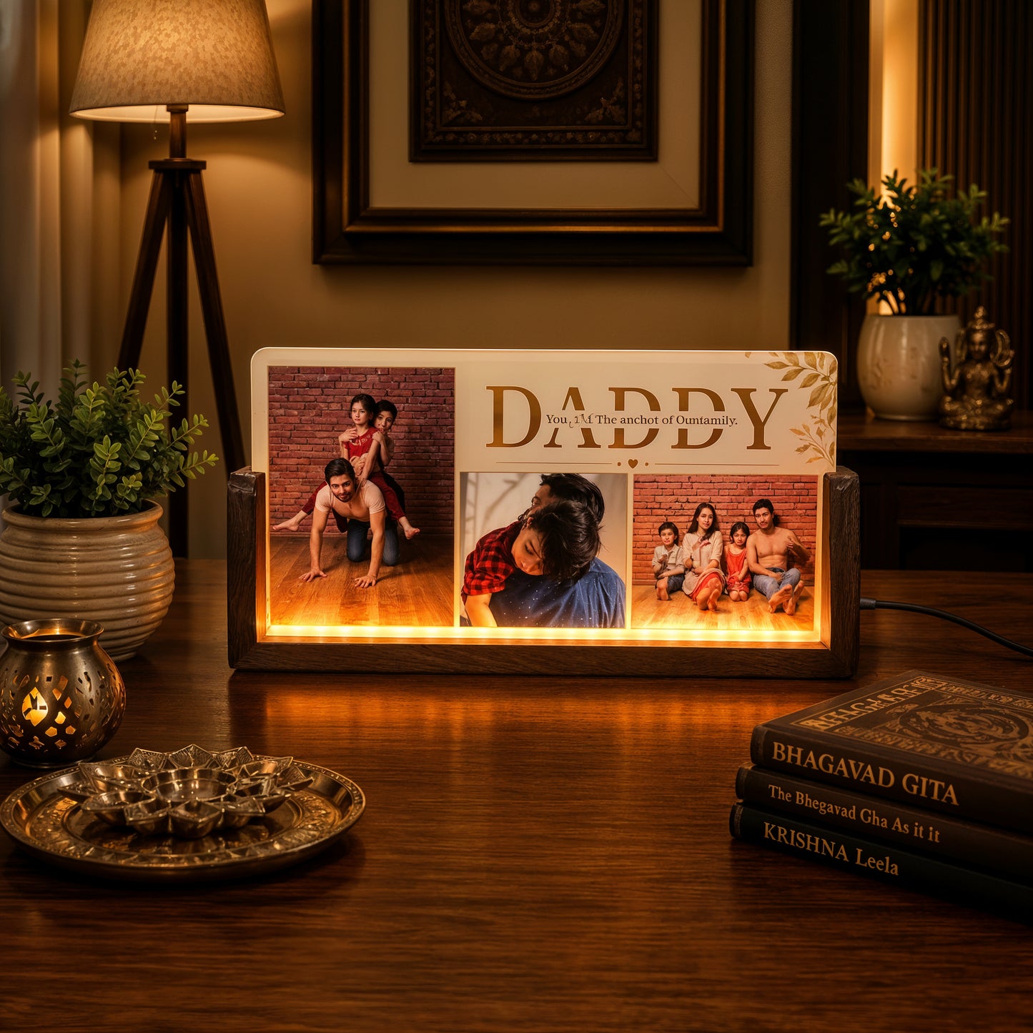 Daddy Acrylic LED Table Lamp - Wooden Stand