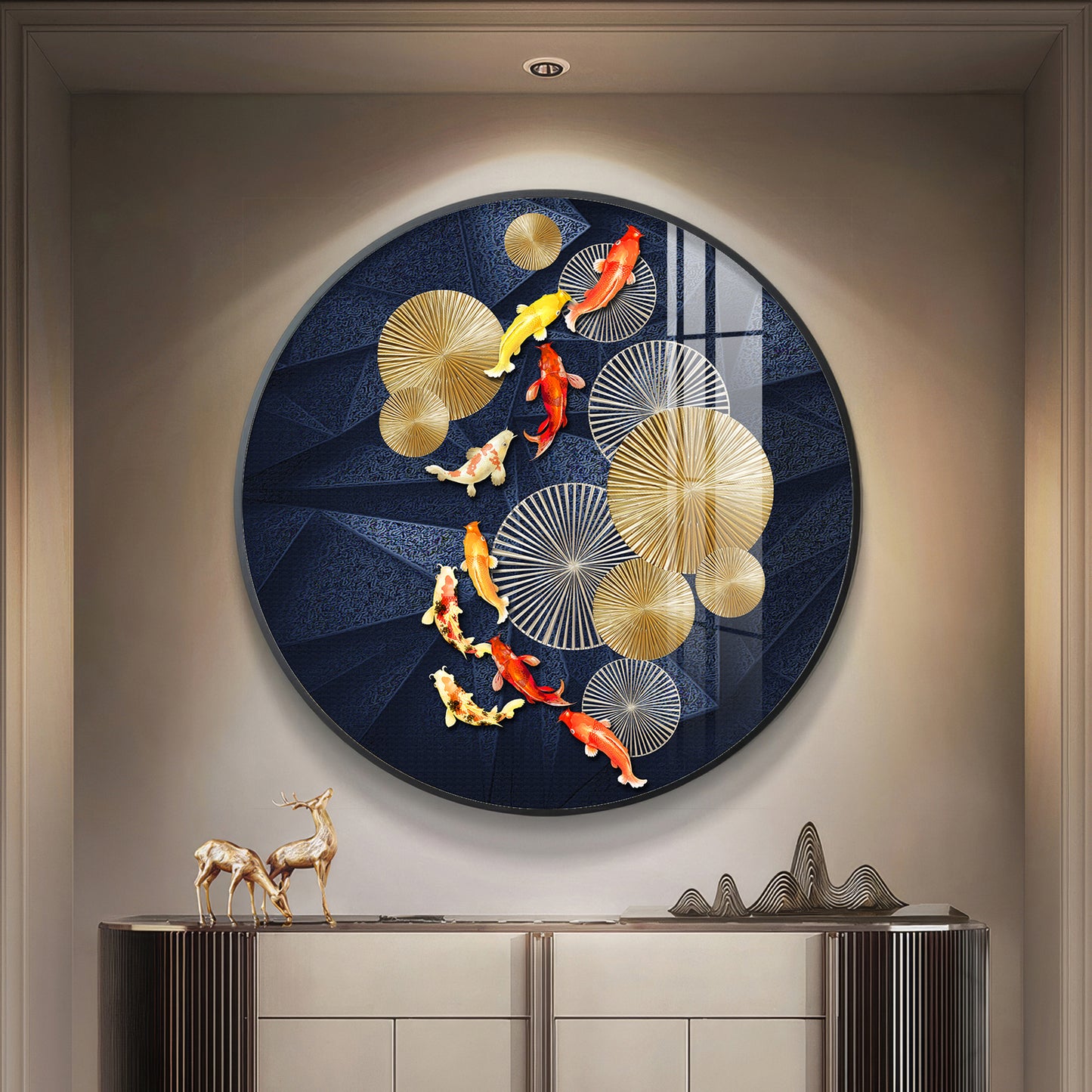 Goldfish Emblem Premium Acrylic Round Wall Art