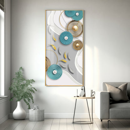 Silver & Golden Koi Fish Premium Acrylic Vertical Wall Art