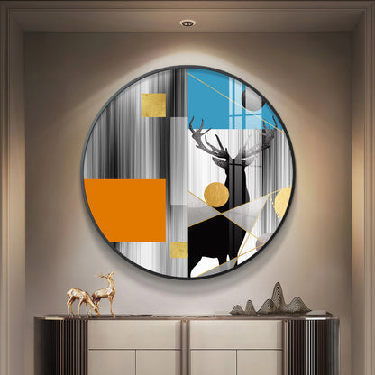 Circular Deer Premium Acrylic Round Wall Art